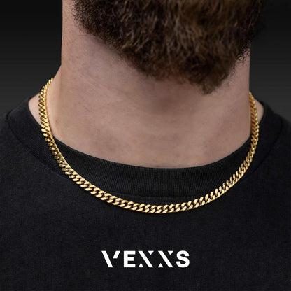 Panzerkette Herren 18 Karat Vergoldet 4-6mm, Goldkette für Männer