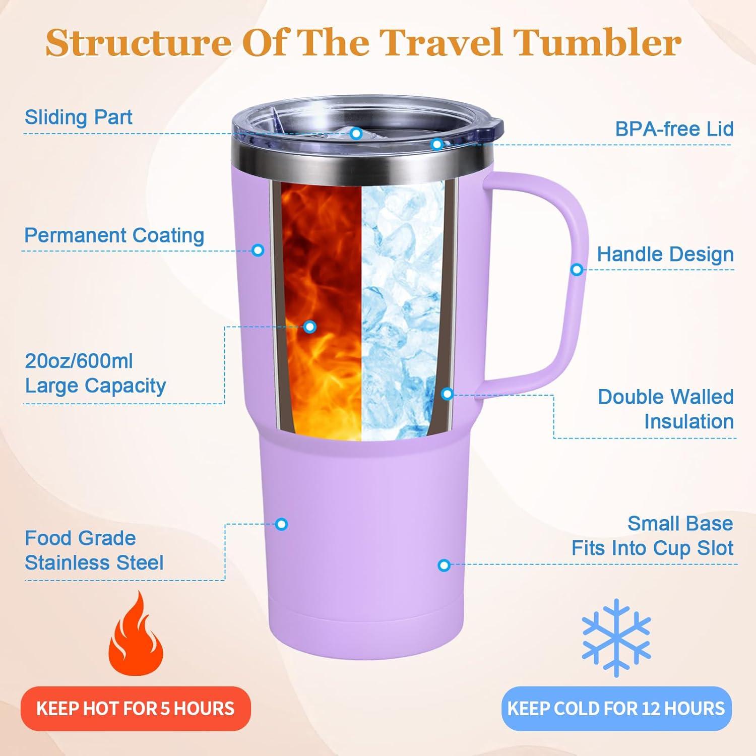 Livole 600ml Thermobecher Vakuum Kaffeebecher Edelstahl Strohhalm 20oz