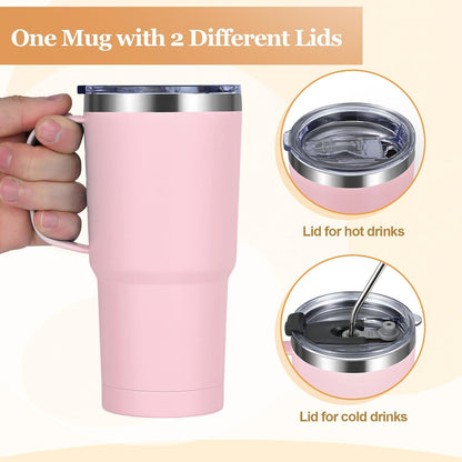 Livole 600ml Thermobecher Edelstahl Strohhalm Deckel 20oz Doppelwandig