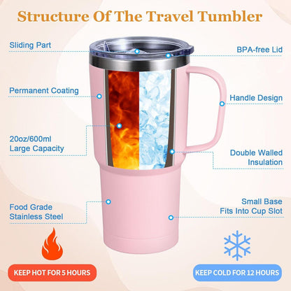 Thermobecher 600ml mit Henkel, Vakuum Kaffeebecher, Edelstahl