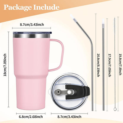 Livole 600ml Thermobecher Edelstahl Strohhalm Deckel 20oz Doppelwandig