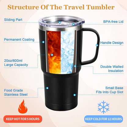Thermobecher 600ml mit Henkel, Vakuum Kaffeebecher, Edelstahl Thermo