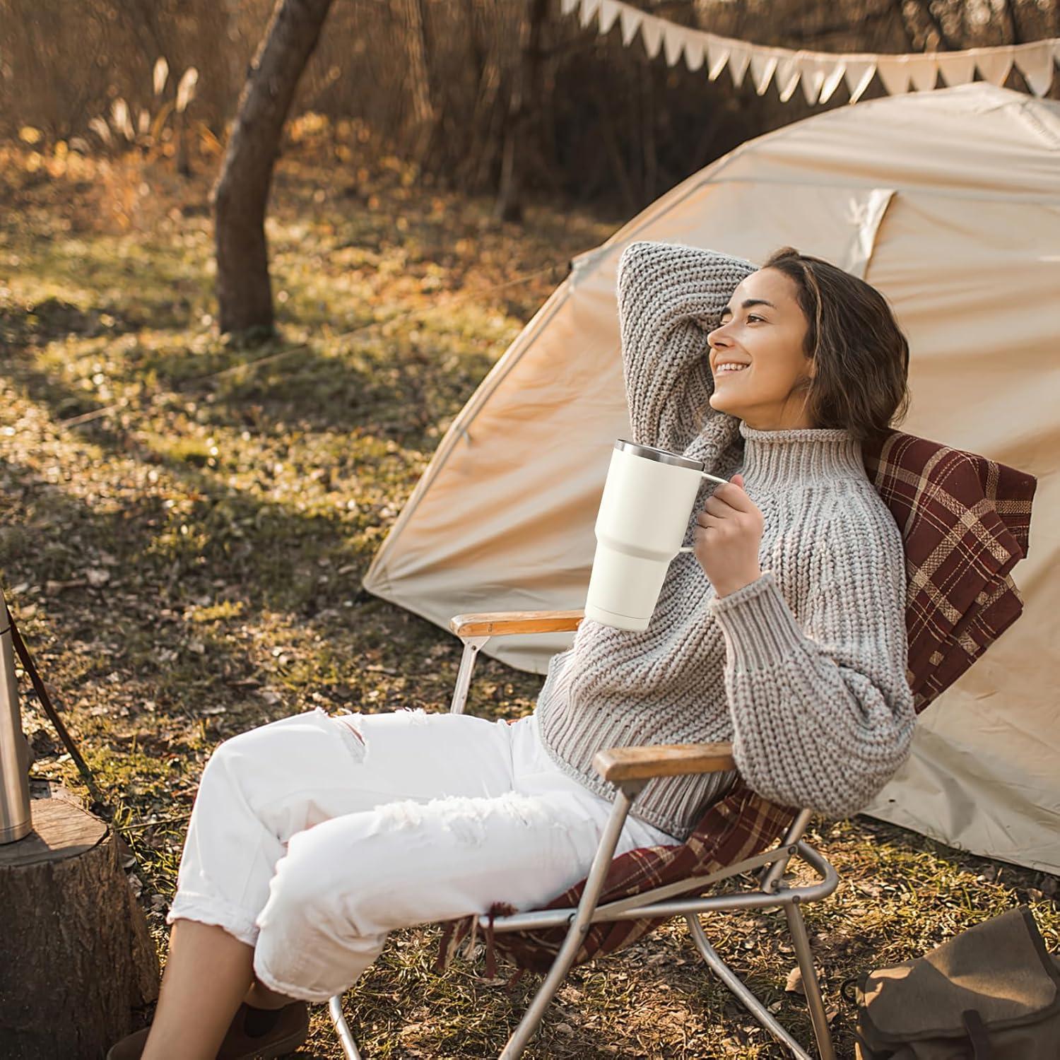 Livole 30oz Doppelwandiger Edelstahl Thermobecher mit Strohhalm