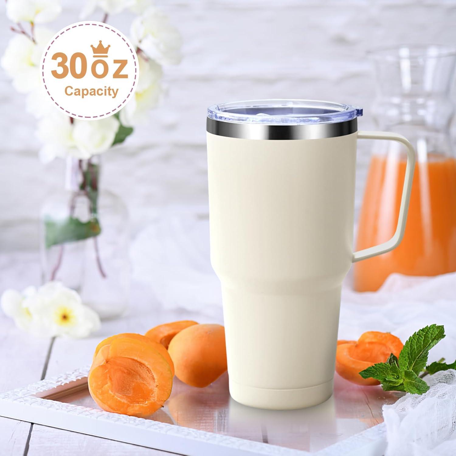 Livole 30oz Thermobecher doppelwandig mit Strohhalm Henkel