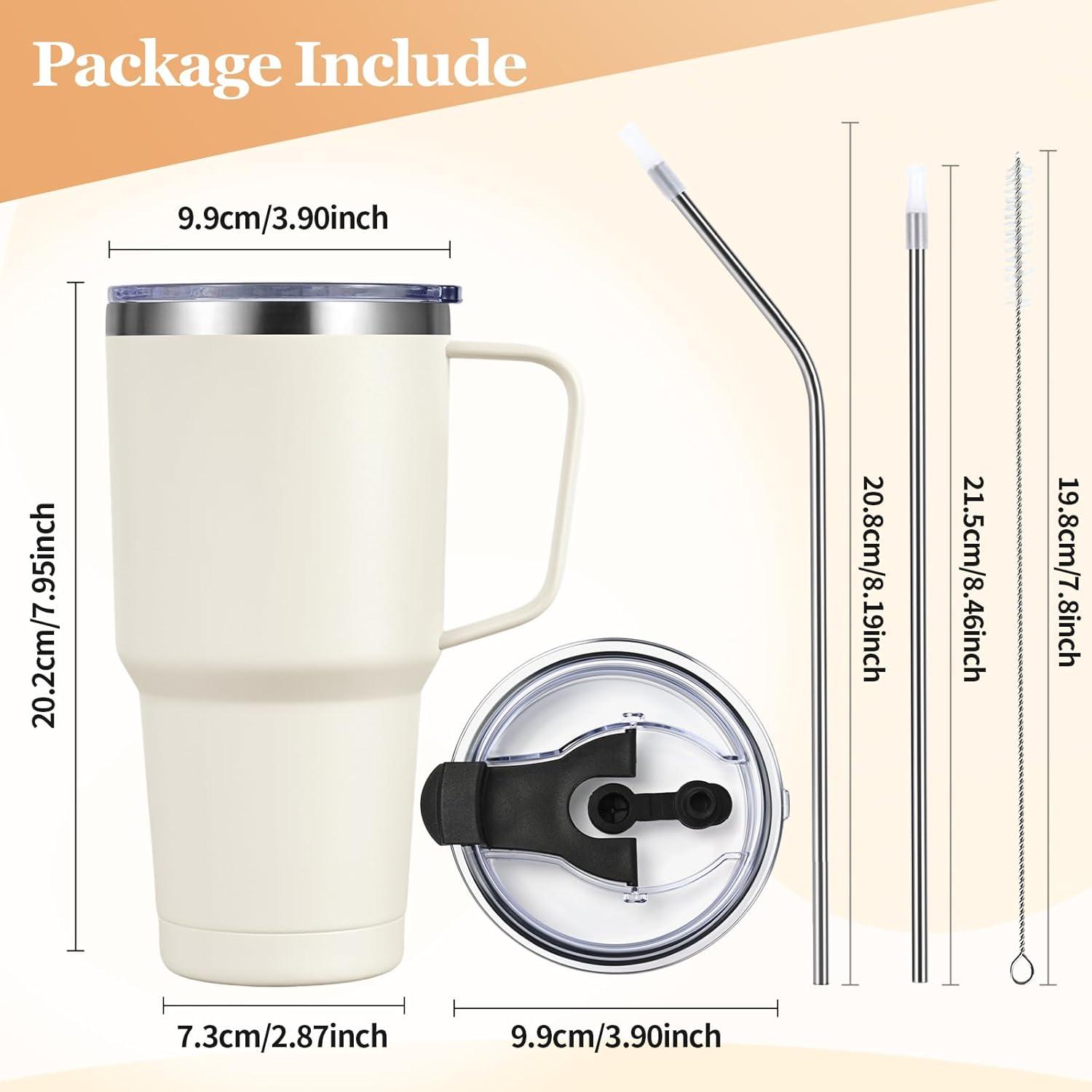 Livole 30oz Thermobecher Strohhalm Henkel Edelstahl Isoliert Camping Becher