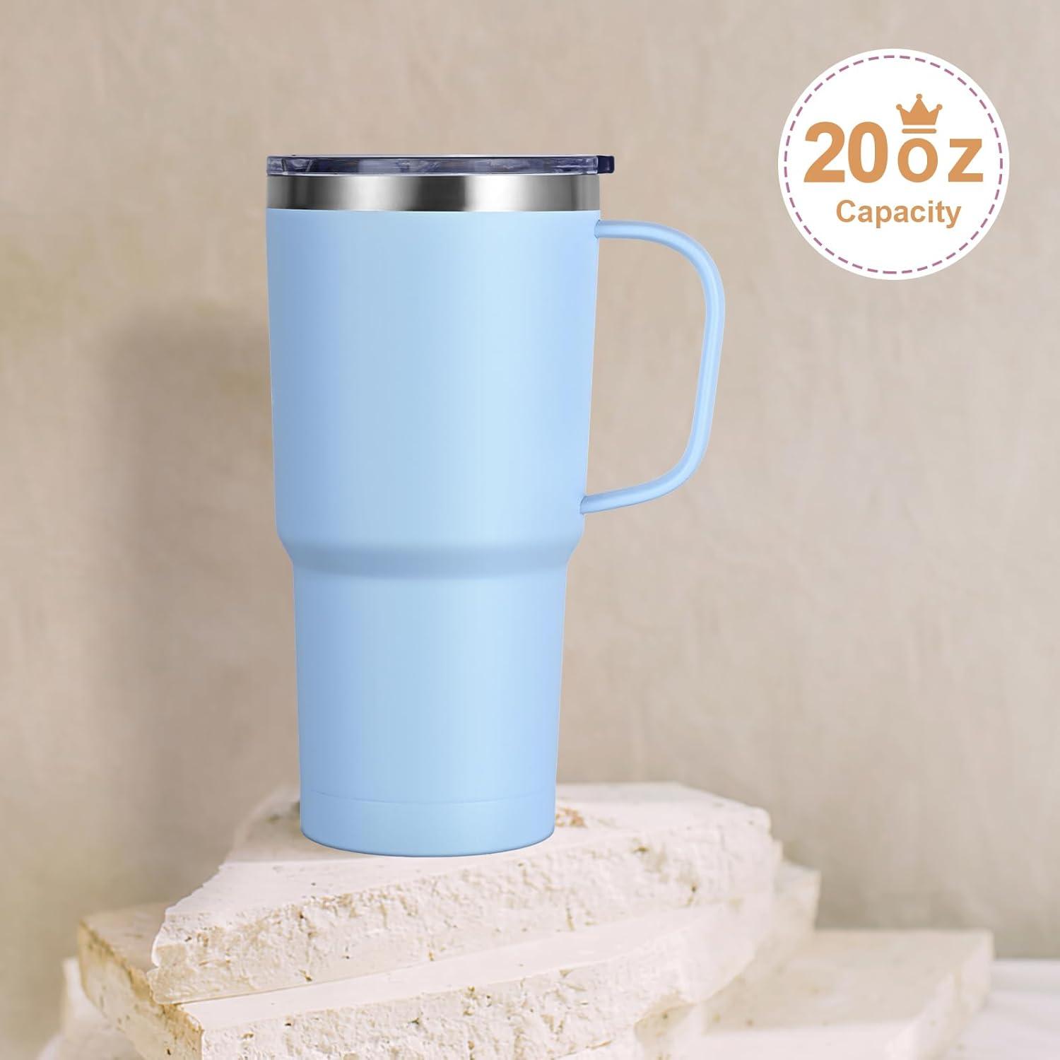 Thermobecher Vakuum Kaffeebecher 600ml Edelstahl Strohhalm Deckel 20oz