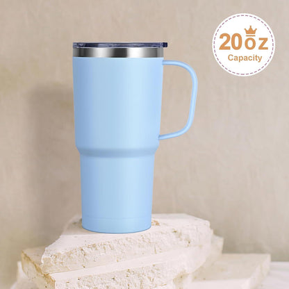 Thermobecher Vakuum Kaffeebecher 600ml Edelstahl Strohhalm Deckel 20oz