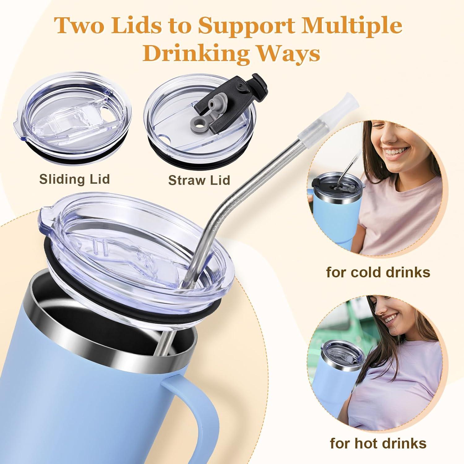 Livole 600ml Thermobecher mit Henkel, Vakuum Kaffeebecher Thermo, Edelstahl