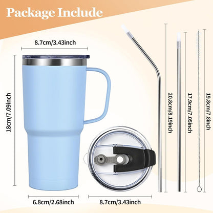 Livole 600ml Thermobecher mit Henkel, Vakuum Kaffeebecher Thermo, Edelstahl