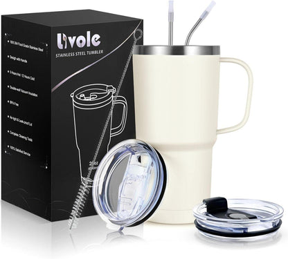 Livole 600ml Thermobecher Vakuum Kaffeebecher Edelstahl Trinkbecher