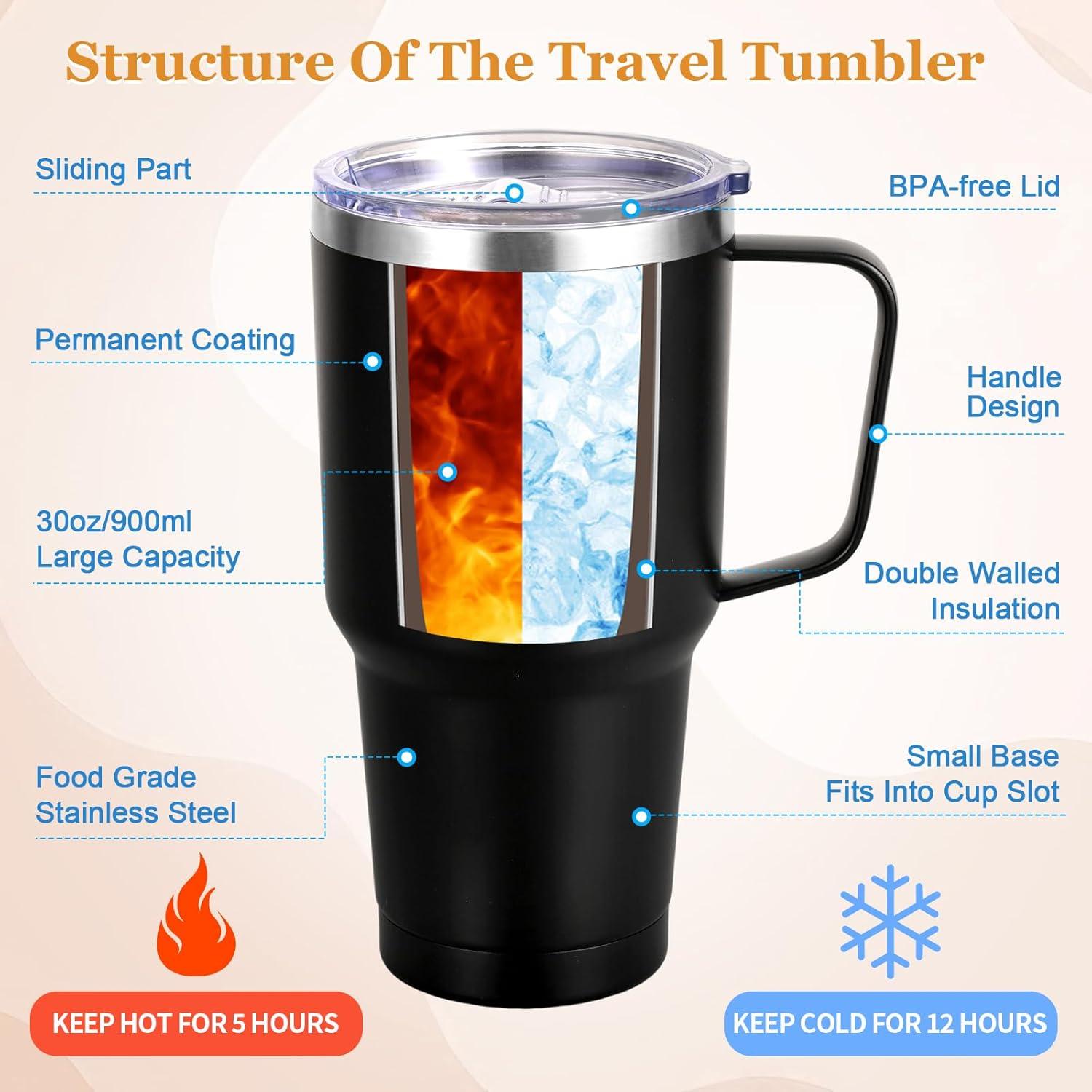 Livole 30oz 900ml Doppelwandig Thermobecher Strohhalm Henkel Schwarz