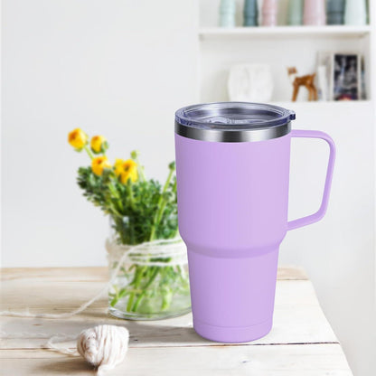 Livole 30oz Doppelwandiger Thermobecher mit Strohhalm, Henkel