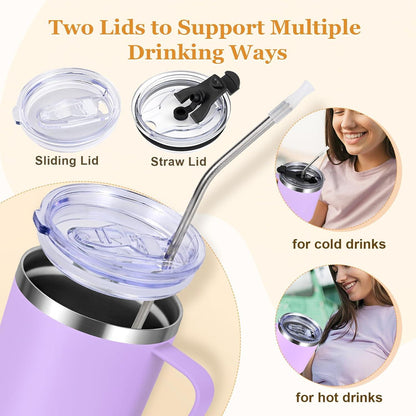 Livole 30oz Doppelwandiger Thermobecher Strohhalm Henkel Edelstahl Isoliert