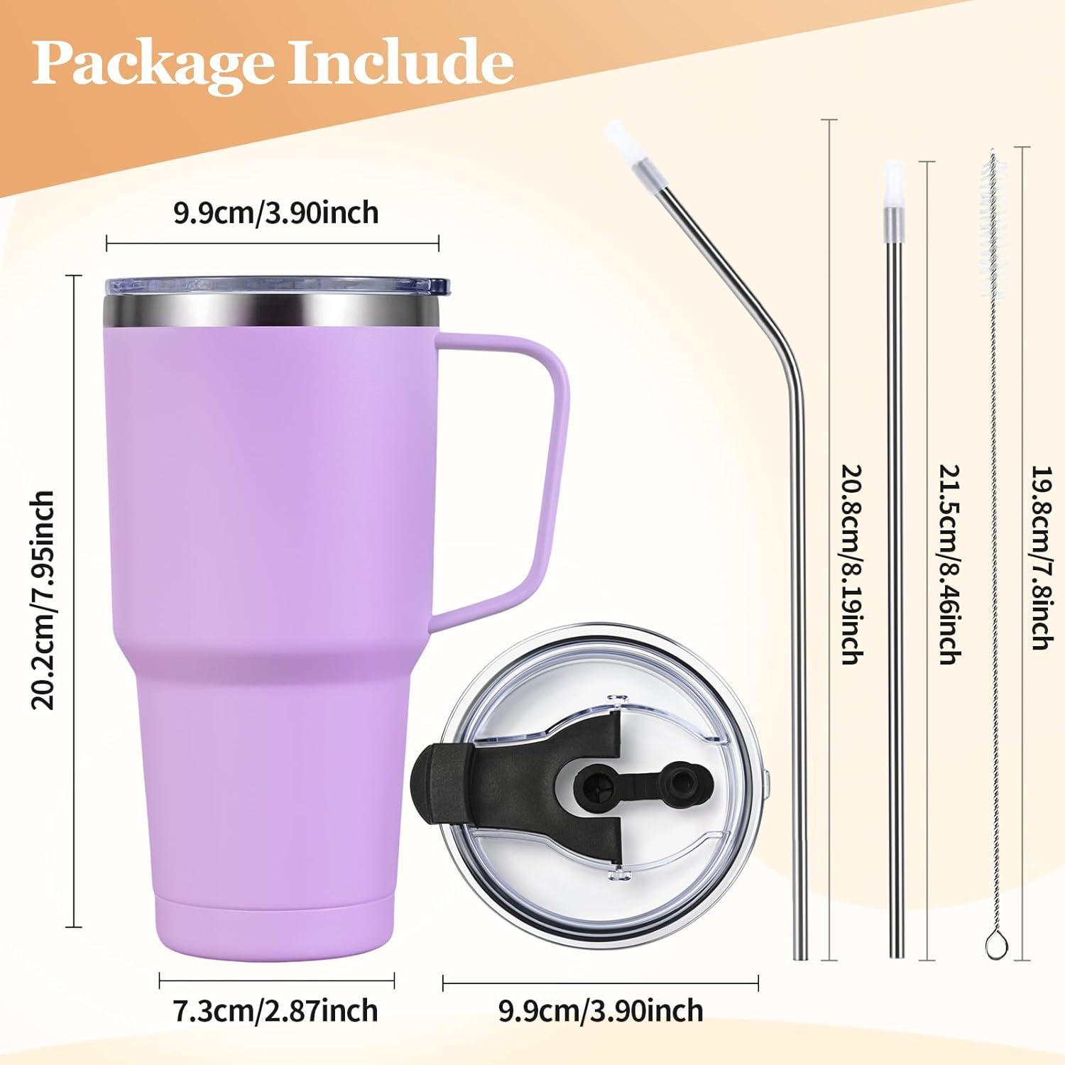 Livole 30oz Doppelwandiger Thermobecher Strohhalm Henkel Edelstahl Isoliert