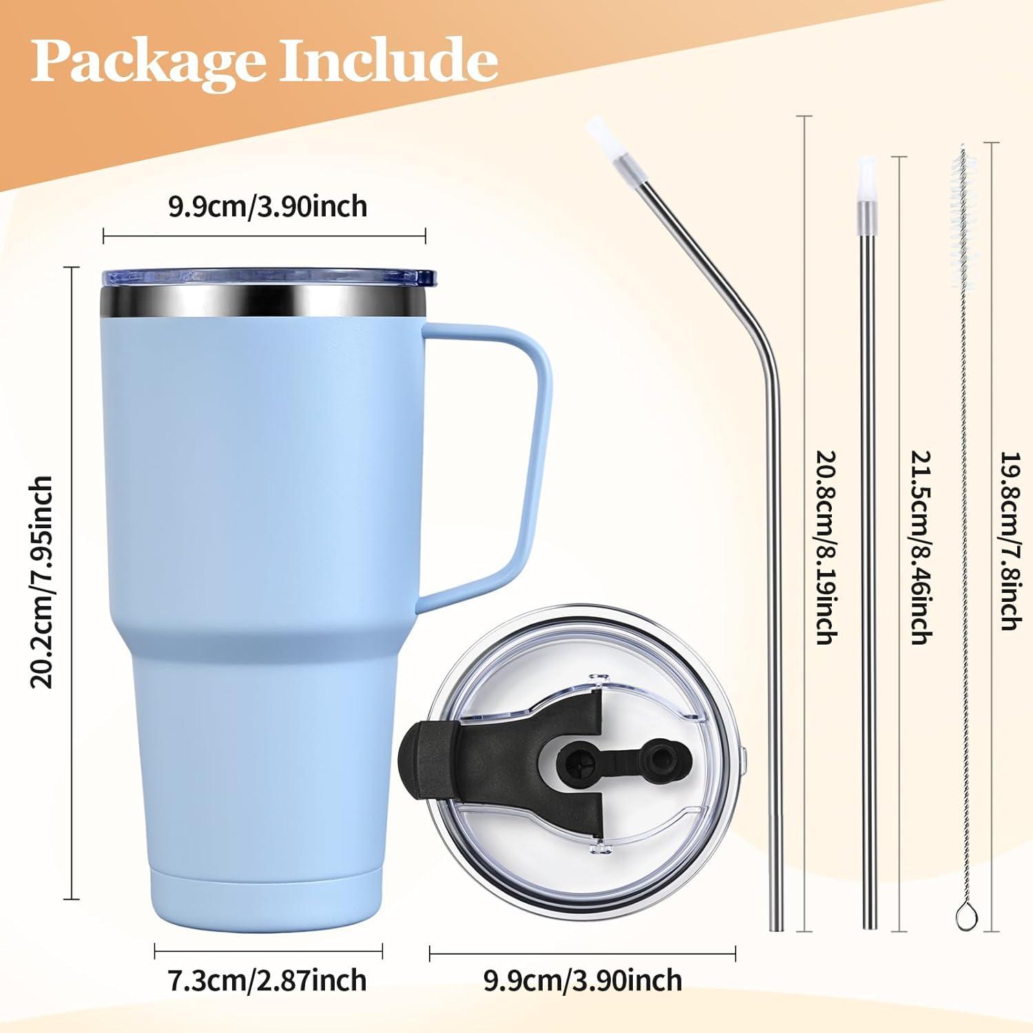 Livole 30oz Thermobecher Strohhalm Henkel Edelstahl Isolierter Camping Becher