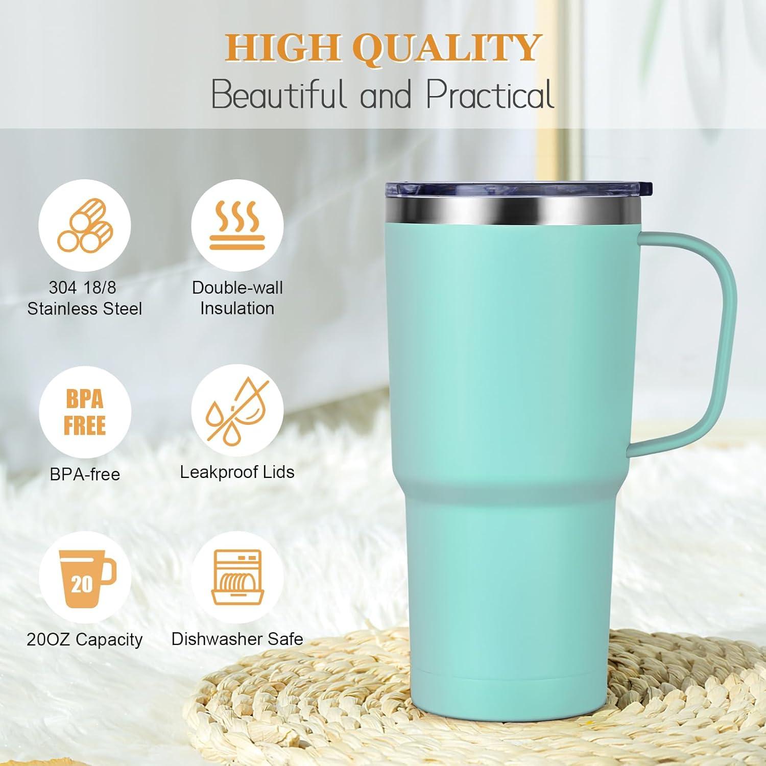 Livole 600ml Thermobecher Vakuum Kaffeebecher Thermo Edelstahl Strohhalm 20oz