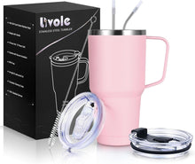 Livole 30oz Doppelwandiger Thermobecher mit Strohhalm und Henkel