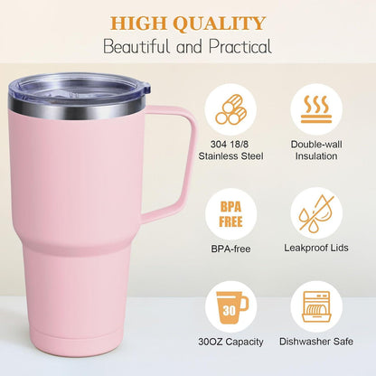 Livole 30oz Doppelwandiger Thermobecher mit Strohhalm und