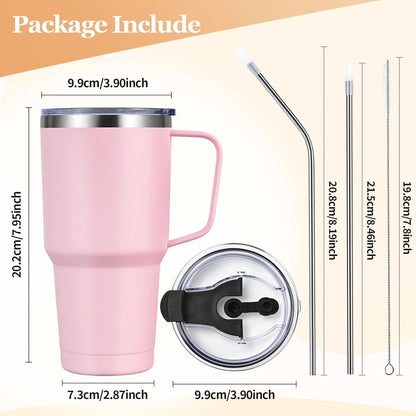 Livole Thermobecher 30oz 900ml Strohhalm Henkel Edelstahl Isoliert Kaffee