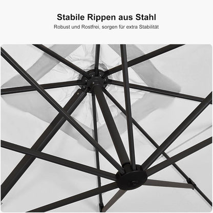 Ampelschirm 250 x 250 cm Weiß Aluminium Gestell UV50+ Schutz