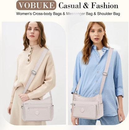Umhängetasche Damen Nylon Crossbody Bag Wasserdicht Beige