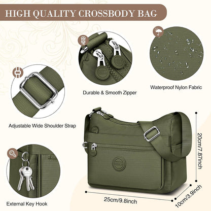 VOBUKE Umhängetasche Damen Wasserdicht Nylon Crossbody Bag