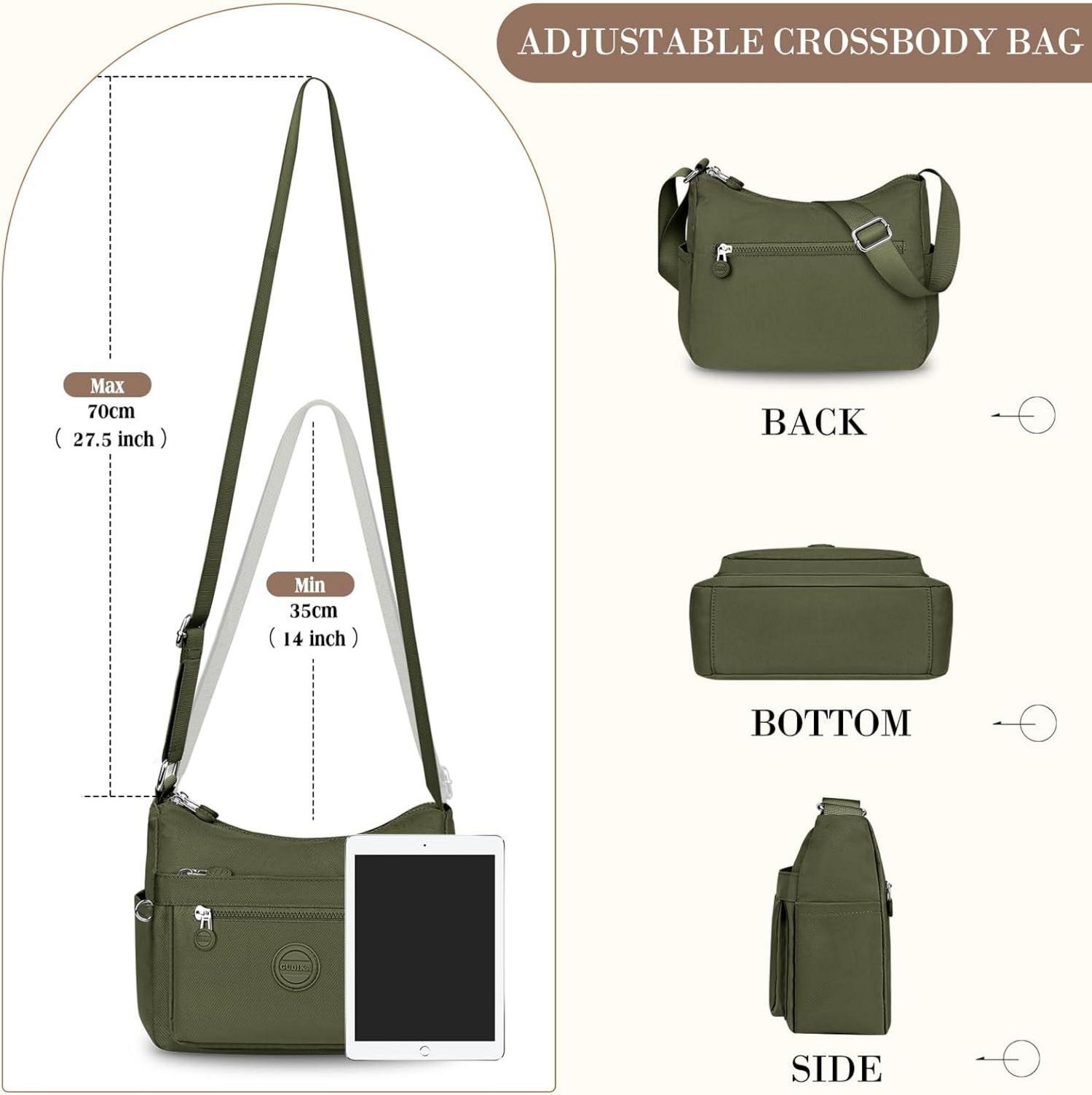 Umhängetasche Damen Mittelgroß Wasserdicht Nylon Crossbody Bag viele