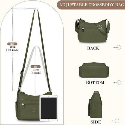 Umhängetasche Damen Mittelgroß Wasserdicht Nylon Crossbody Bag viele