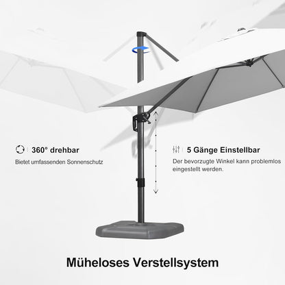 PURPLE LEAF Sonnenschirm 300x300cm Aluminium Ampelschirm Kurbel