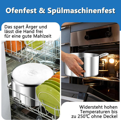TEAMFAR Kochtopf 24cm 5,7L Edelstahl Glasdeckel Herdarten Induktion