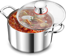 TEAMFAR 20cm Kochtopf 3-Lagen Edelstahlglasdeckel 3,3L Induktion