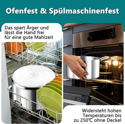 Kochtopf 20cm Induktion 3-Lagen Edelstahl Glasdeckel 3,3L
