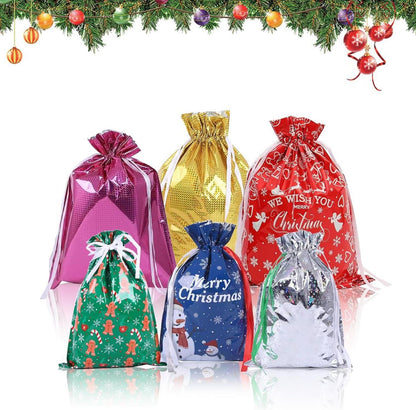Weihnachts-Geschenktüten mit Kordelzug, 6 Designs