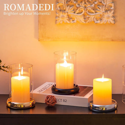 Windlicht Glas Kerzenständer mit Glaszylinder für Stumpenkerzen Gold