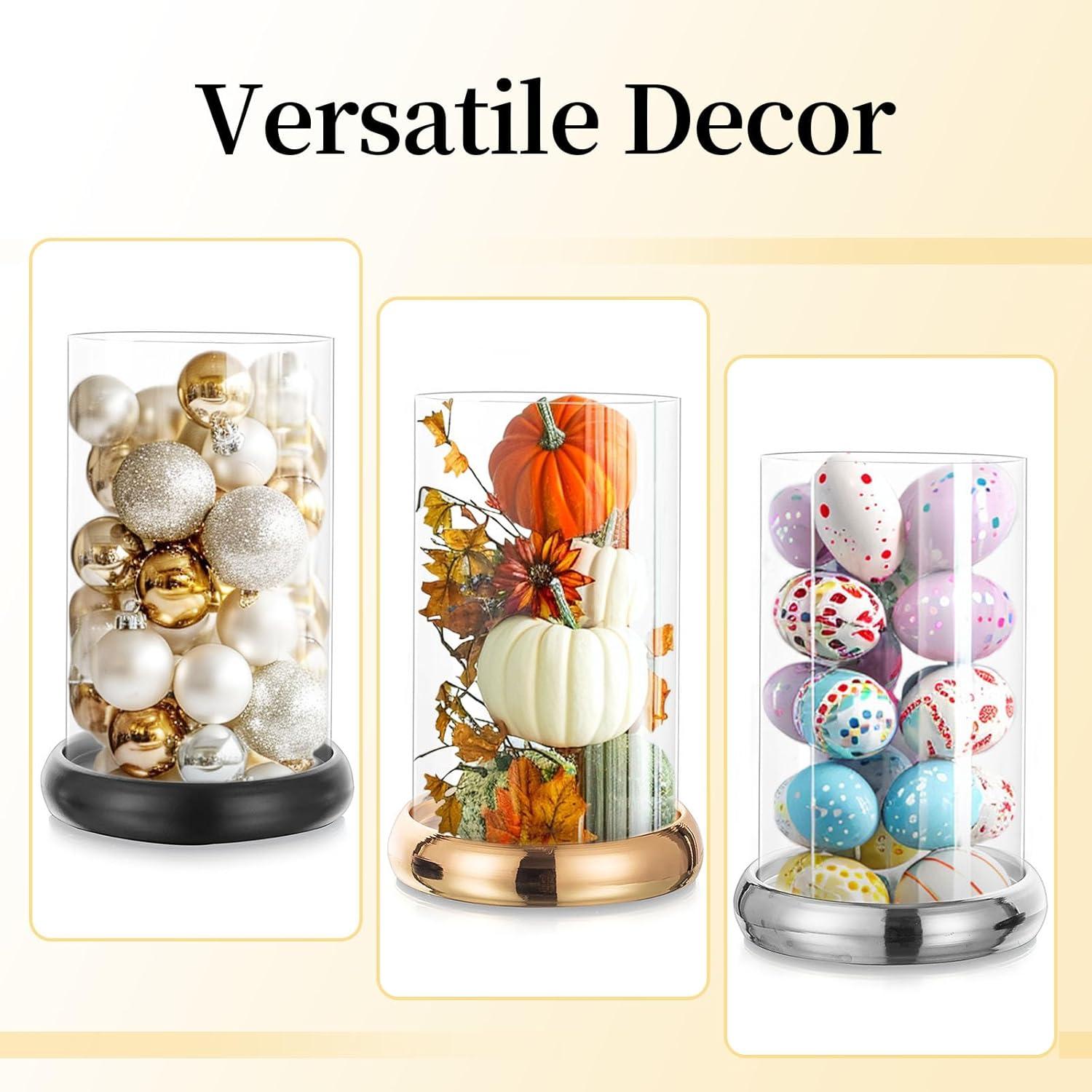 Großes Windlicht Kerzenständer mit Glaszylinder für Wohnzimmer Hochzeit Gold