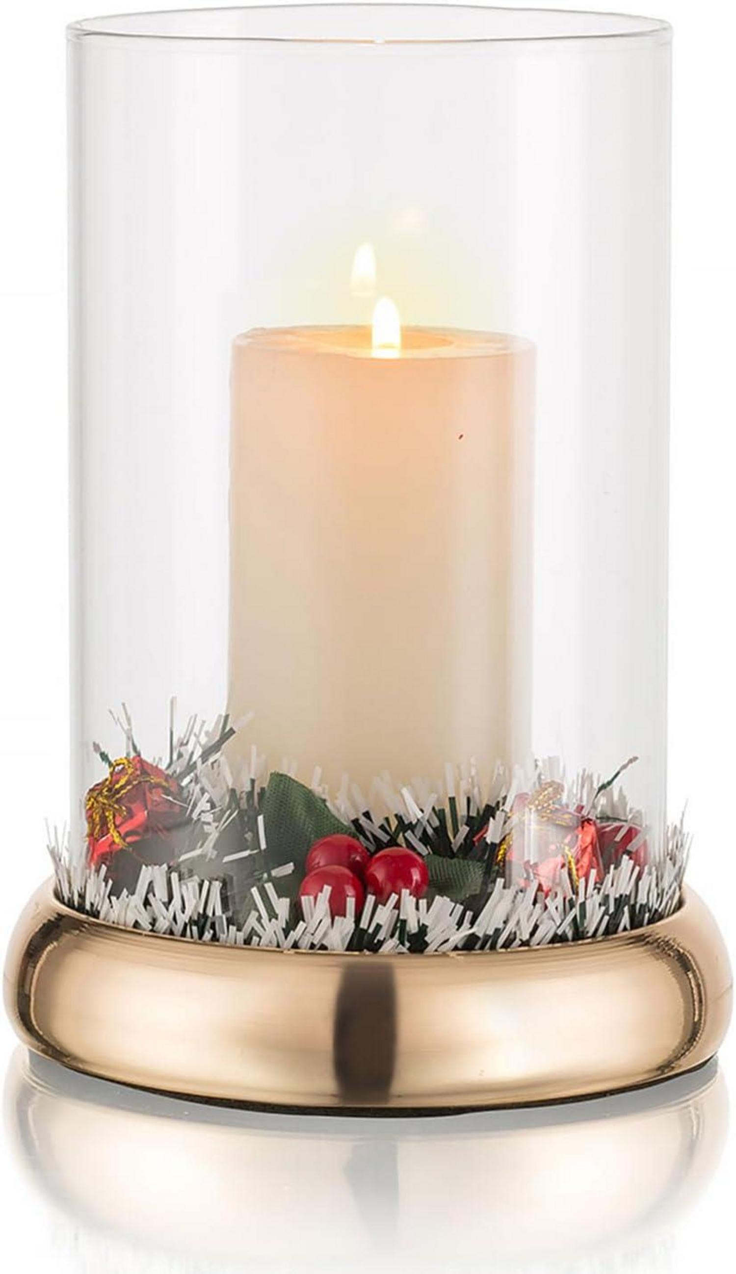 Windlicht Glas Kerzenständer mit Glaszylinder für Stumpenkerzen in