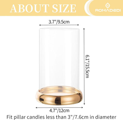 Großes Windlicht Kerzenständer mit Glaszylinder für Wohnzimmer Hochzeit Gold