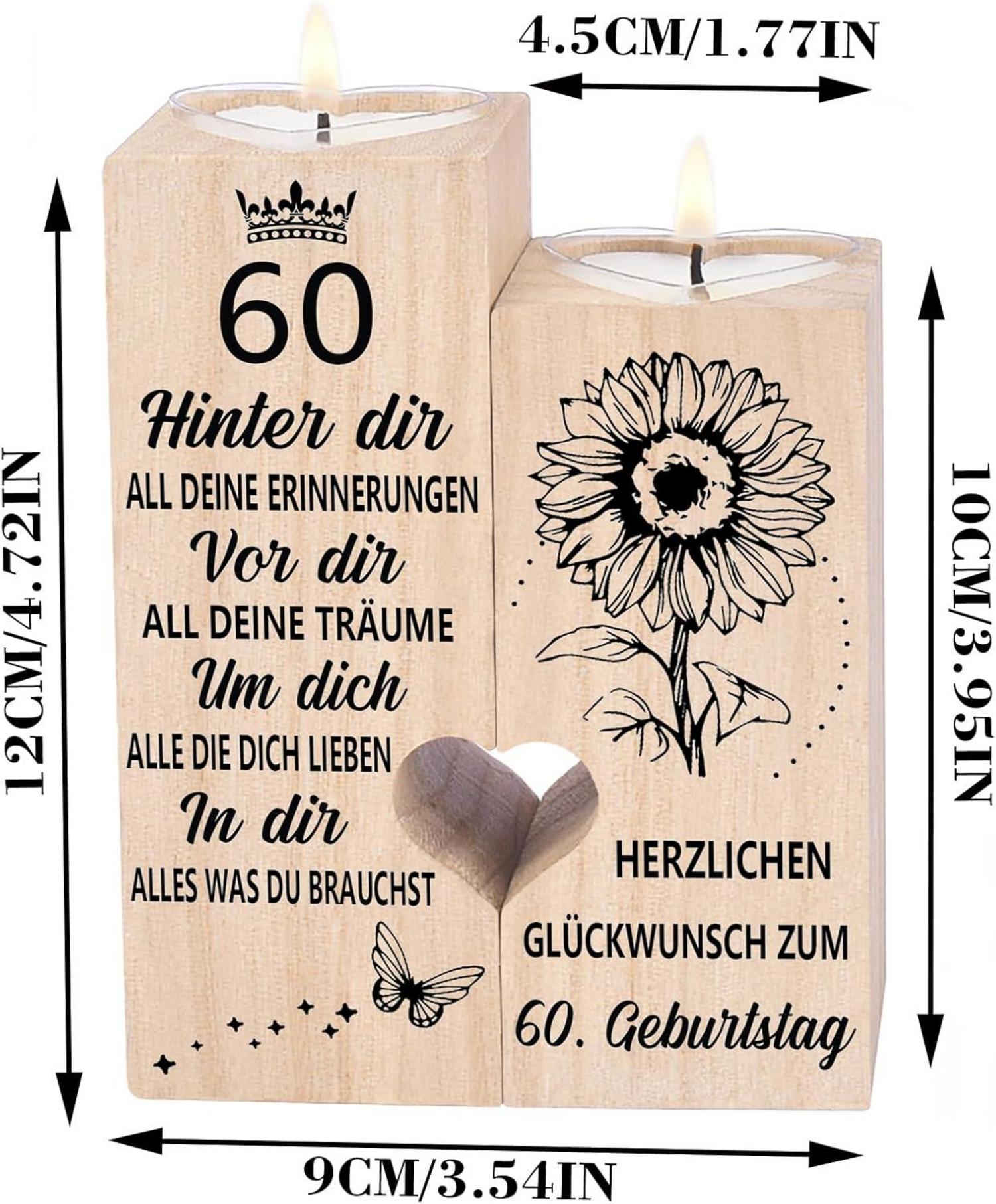 Kerzenhalter 60 Geburtstag Frau - Holz Teelichthalter
