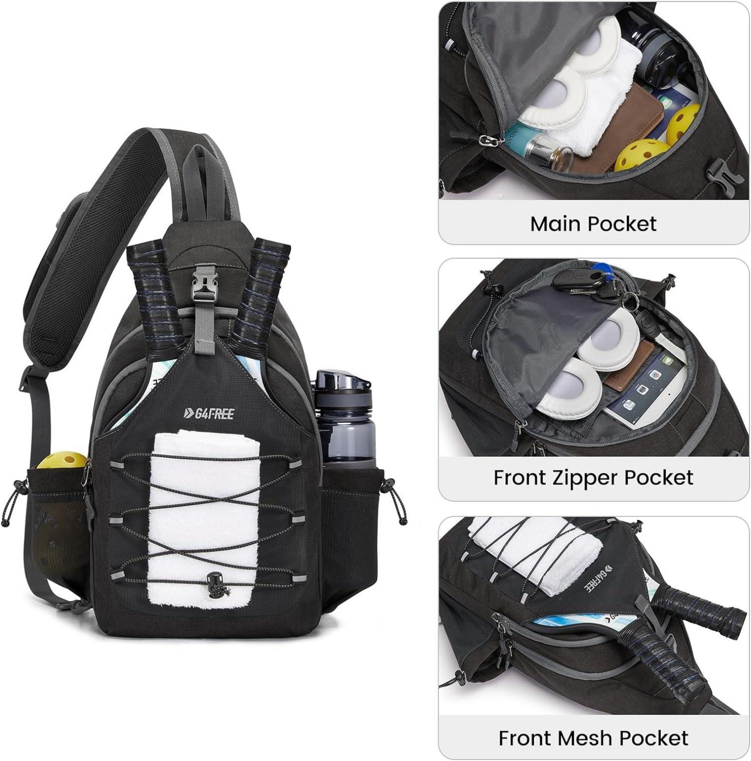 Sport-Schultertasche Pickleball-Tennistasche Sling Bag Dunkelgrau