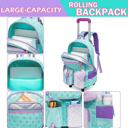 Rollrucksack Einhorn für Mädchen – 17 Zoll Schule & Reise