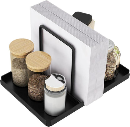 Serviettenhalter Schwarz Metall Caddy Salz Pfefferstreuer Upgrade 14cm