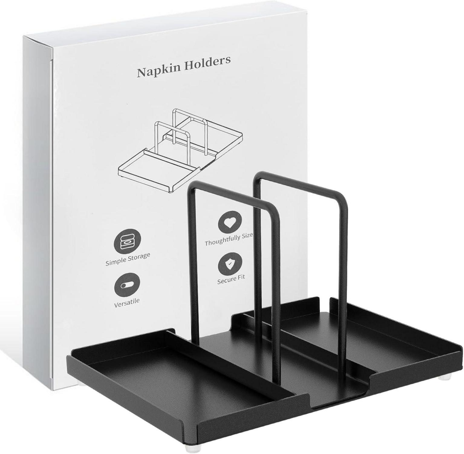 Serviettenhalter schwarz Metall Caddy Salz Pfefferstreuer