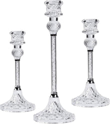 Kristall Kerzenständer Set 3-teilig Glas Stabkerzenhalter