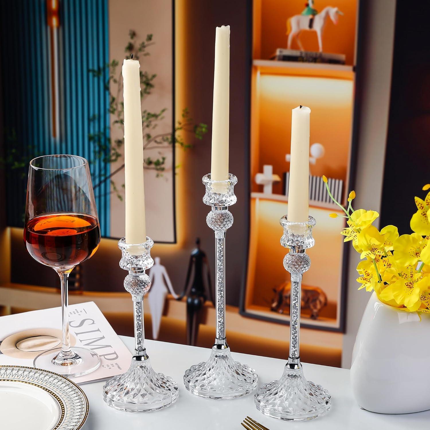 Kristall Kerzenständer Set 3tlg. für Hochzeit Weihnachten
