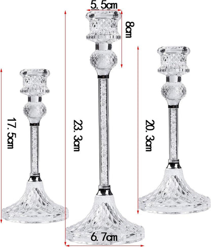 Kristall Kerzenständer Set 3 Stabkerzen Glas Hochzeit Weihnachten