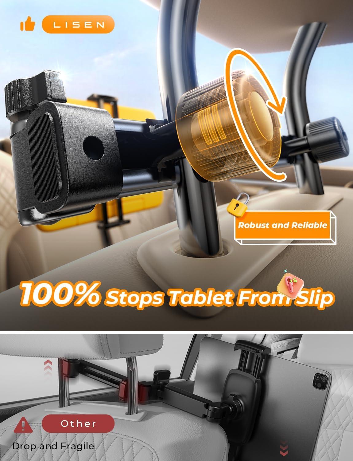 LISEN Tablet Halterung Auto Kopfstütze 4,7-13 Zoll iPad Switch Smartphone Universal
