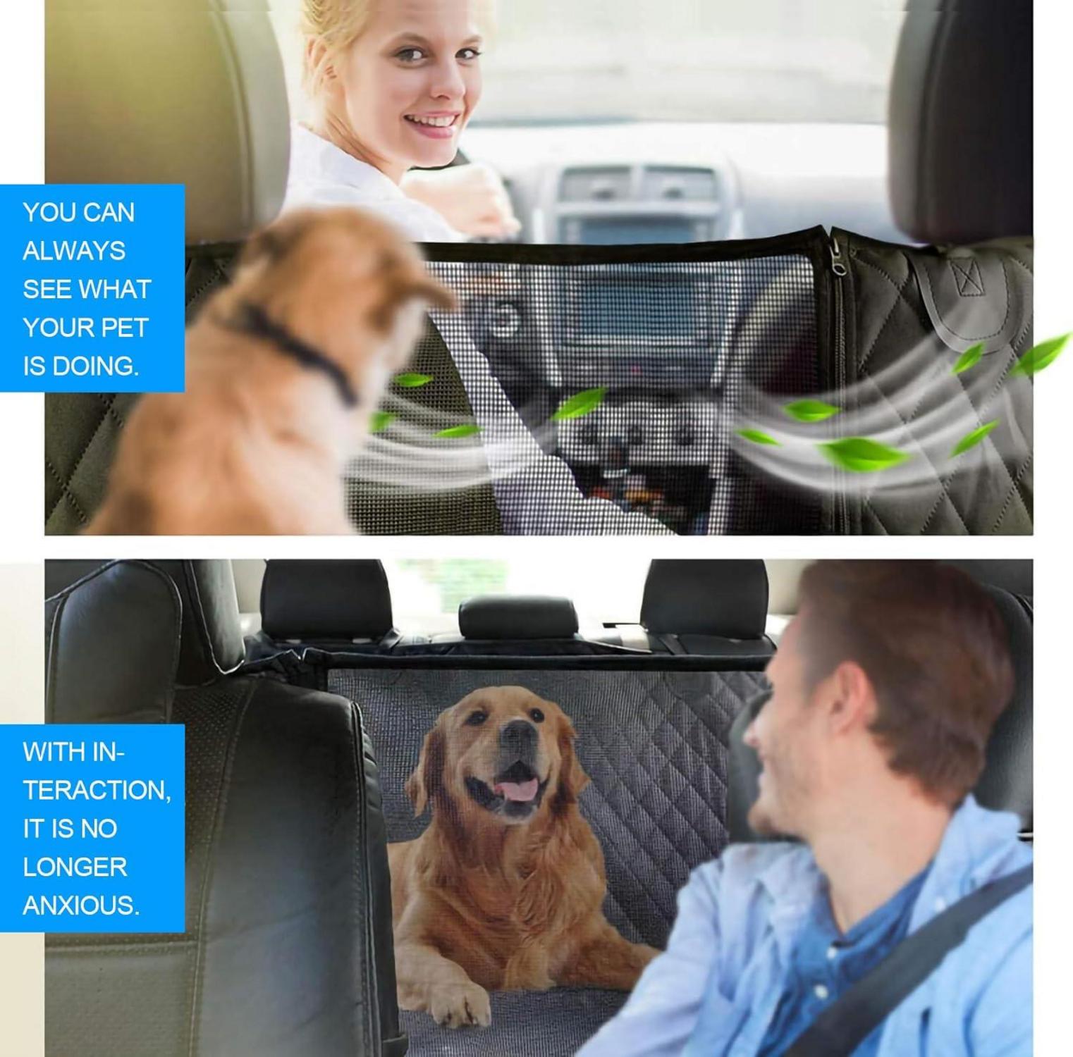 Hundedecke Auto Rückbank Wasserdicht mit Seitenschutz Sichtfenster 137x147cm