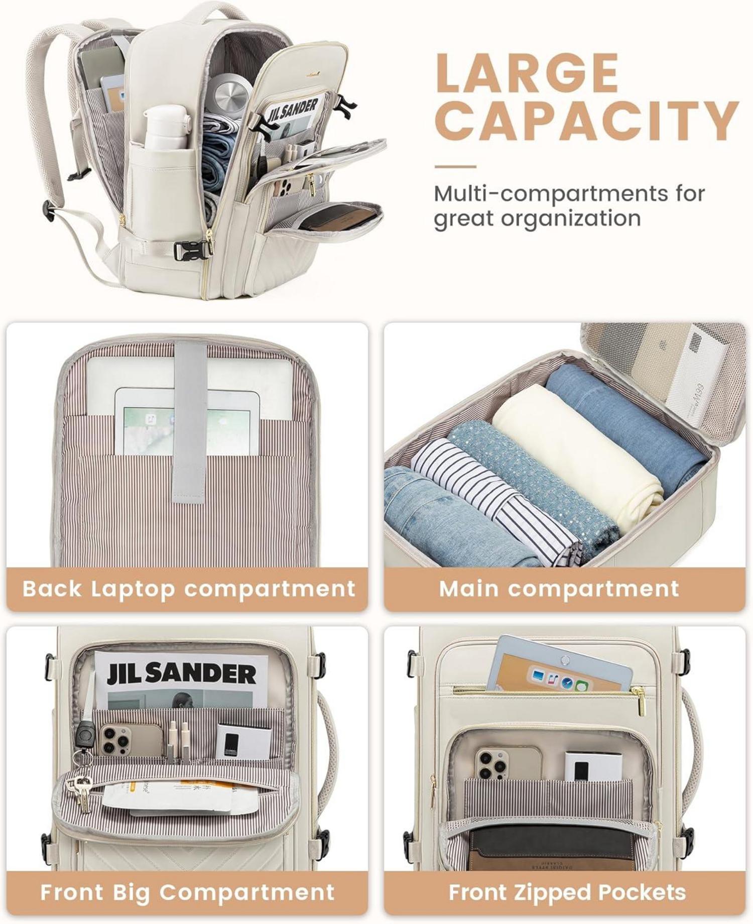 Reiserucksack Damen 40L Handgepäck Laptop Rucksack Wasserdicht Travel Backpack