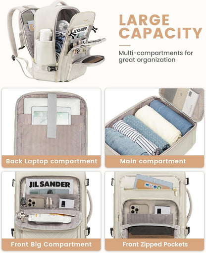 Reiserucksack Damen 40L Handgepäck Laptop Rucksack Wasserdicht Travel Backpack