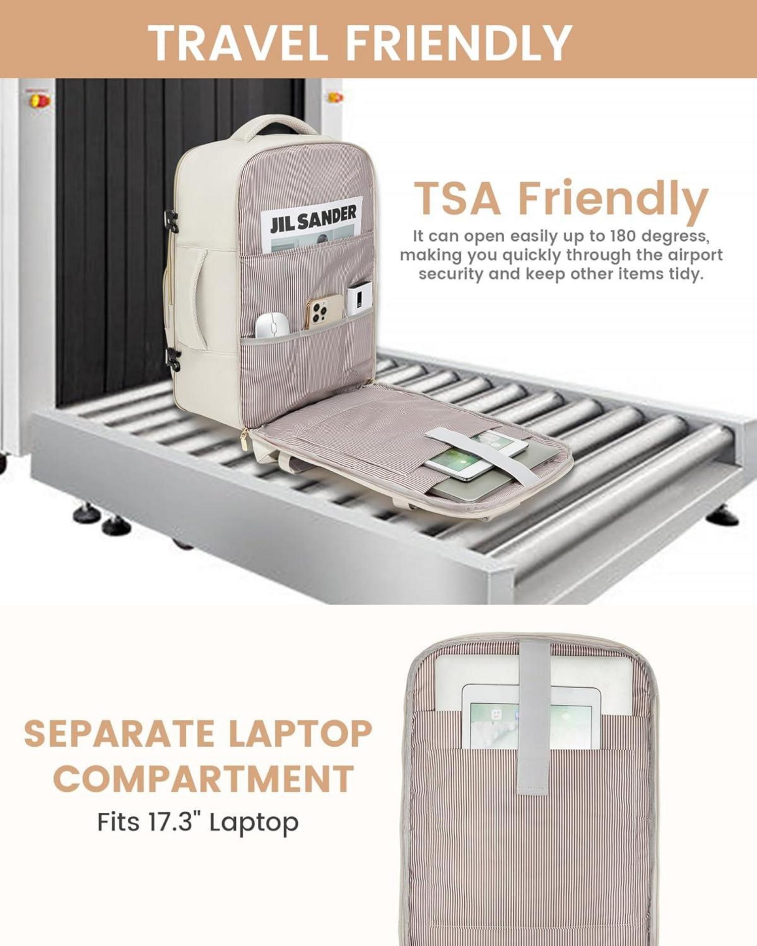 Reiserucksack Damen 40L Groß Handgepäck Flugzeug Laptop Rucksack 17